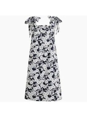 J. Crew Tie Shoulder Poplin Dress in Magnolia Floral Navy BG490 Size M